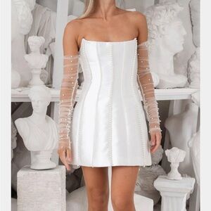 Eliya the Label Kayla bridal pearl white mini dress XL or US 10